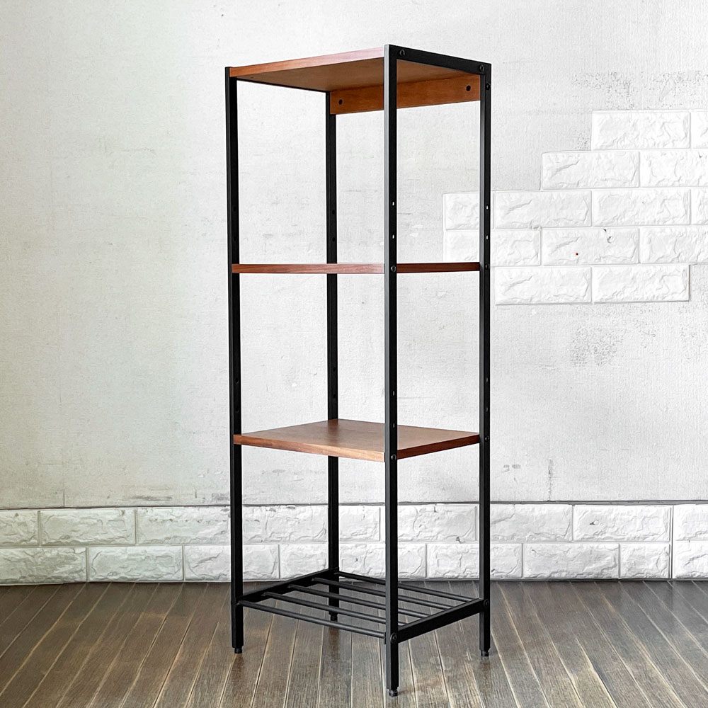 ジョージズ GEORGE'S アンセム anthem スリムラック 4段 ウォールナット材×スチール W35 x H100cm インダストリアル 定価￥17,800- ◎