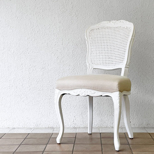 サラグレース Sarah Grace SGD デビュー ダイニングチェア DEBUT DINING CHAIR CHARM BD WHITE&NATURAL LINEN ラタンバック アンティーク風 参考定価 \55,000- B ◇