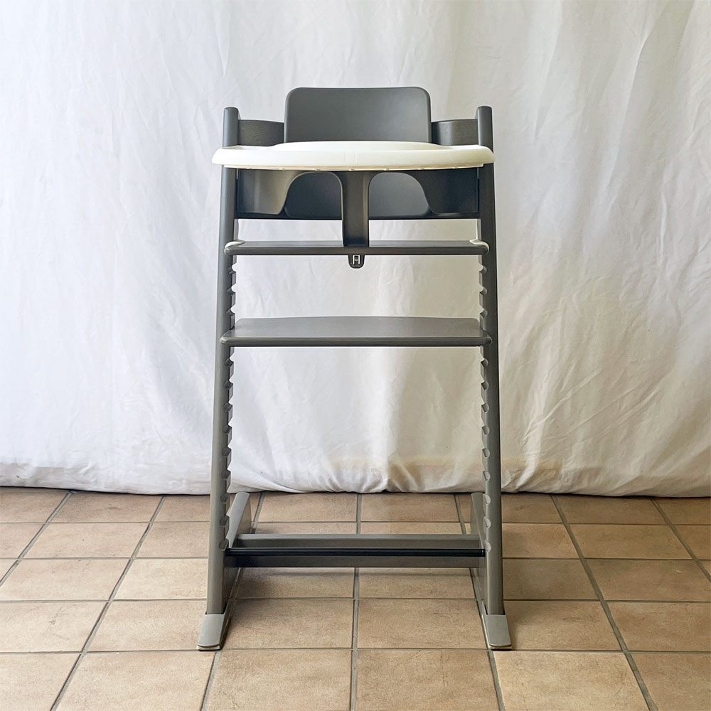 ストッケ STOKKE トリップトラップ TRIPP TRAPP ベビーチェア キッズチェア S/N5 ベビーガード・トレイ・延長グライダー付き ストームグレー ノルウェー 北欧家具 ◇