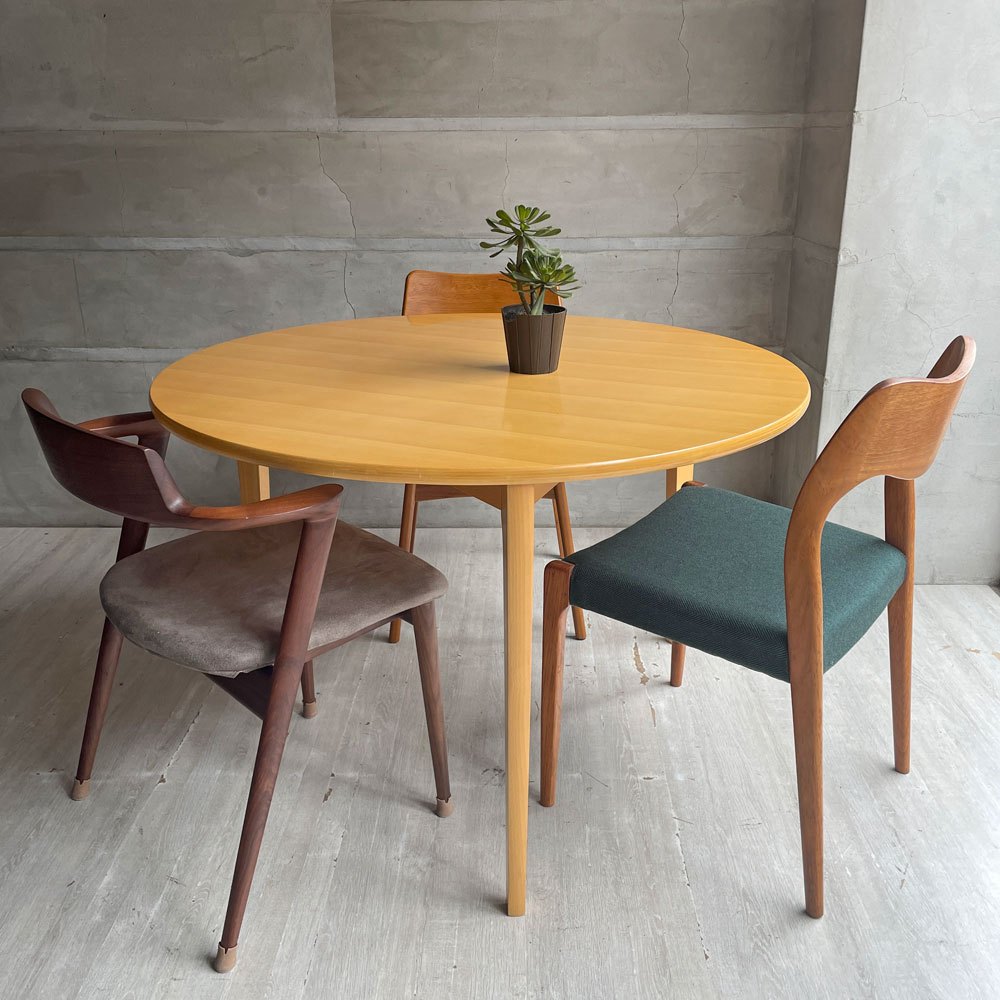 イデー IDEE ダイニングテーブル DC ナチュラル DINING TABLE DC Natural ラウンド ブナ材 天板 3本脚 長大作 ♪