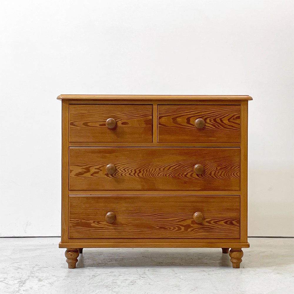 サザビー Sazaby パイン材 4ドロワーズ チェスト W90cm ナチュラルデザイン  ●