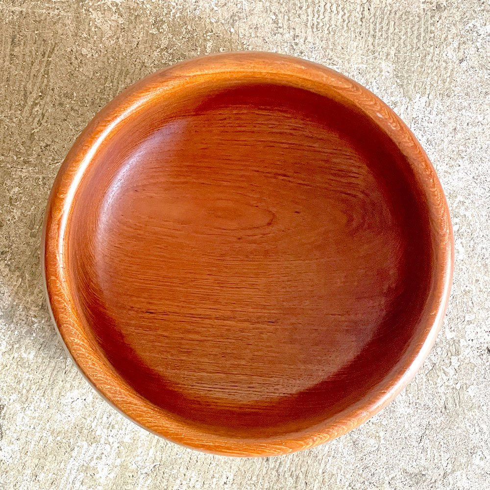 北欧ビンテージ チーク無垢材 ボウル サラダボウル 大皿 深皿 北欧雑貨 Φ25cm ■