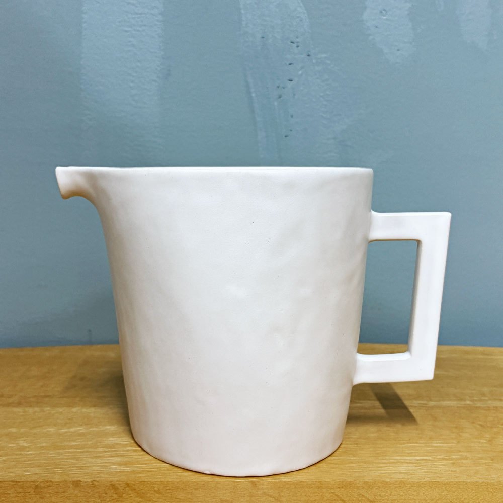 安藤雅信 手付ピッチャー S 白マット釉 陶器 現代作家 ◎