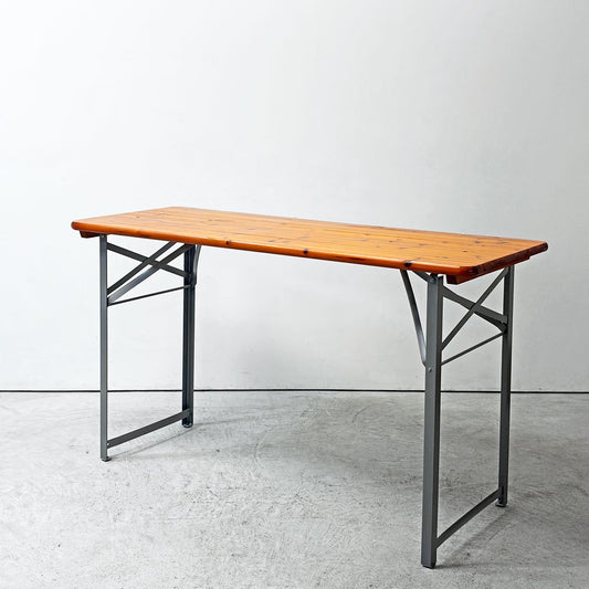 ダルトン DULTON ビアテーブル BEER TABLE 130 SILVER フォールディングテーブル モミ材天板 スチール脚 折りたたみ インダストリアル 廃番モデル 定価￥15,180- ●