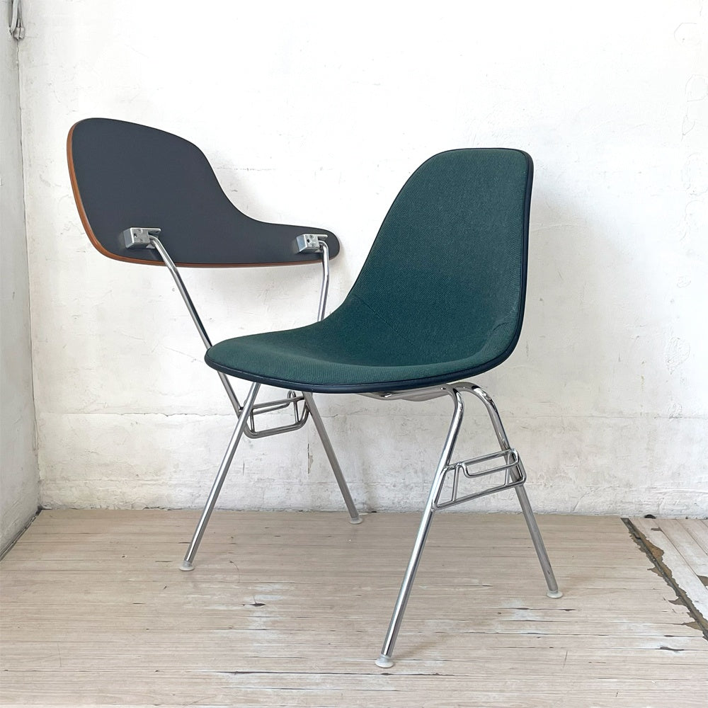 ハーマンミラー Herman Miller サイドシェルチェア セカンド 2nd ビンテージ アプホルスター スクールベース スタッキングベース 肘掛けテーブル付 イームズ ミッドセンチュリー G ★
