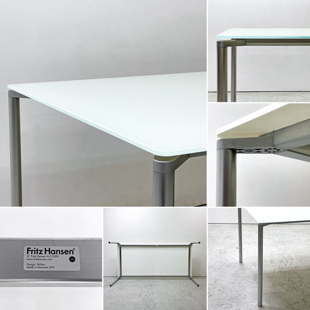 フリッツハンセン Fritz Hansen プラーノ PLANO ダイニングテーブル W200×D100cm ガラス天板 裏面焼付塗装 北欧 デンマーク モダンデザイン ●