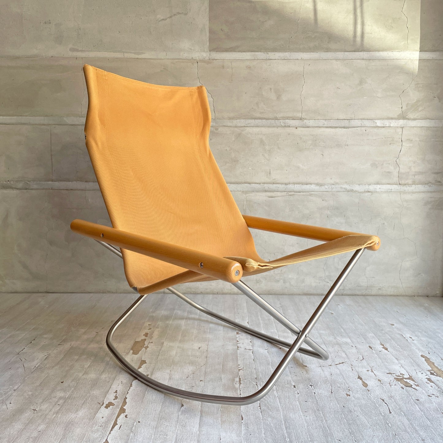 ニーチェア エックス NY chair X ロッキングチェア フォールディングチェア 折り畳みチェア キャメル ナチュラル ビーチ材 新居猛 MoMA 藤栄 定価￥62,700- ♪