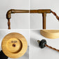 レコード record 木製 テーブルランプ スタンドライト 1灯 真鍮 H41.5cm 齋藤勝弘 木工作品 現代作家 ■