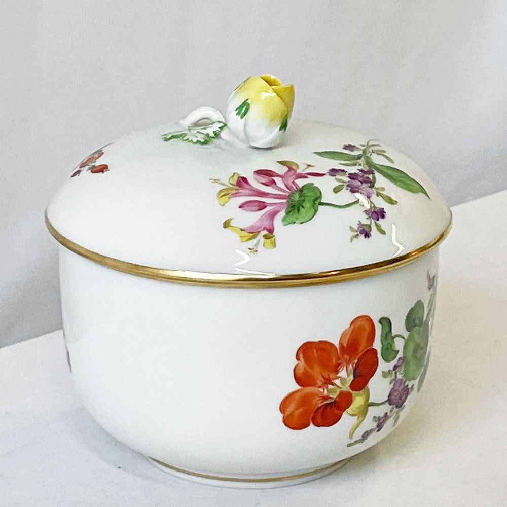 マイセン Meissen ベーシックフラワー Basic Flower スキャタードフラワー シュガーポット 金彩 ヨーロピアンテイスト ドイツ ◇
