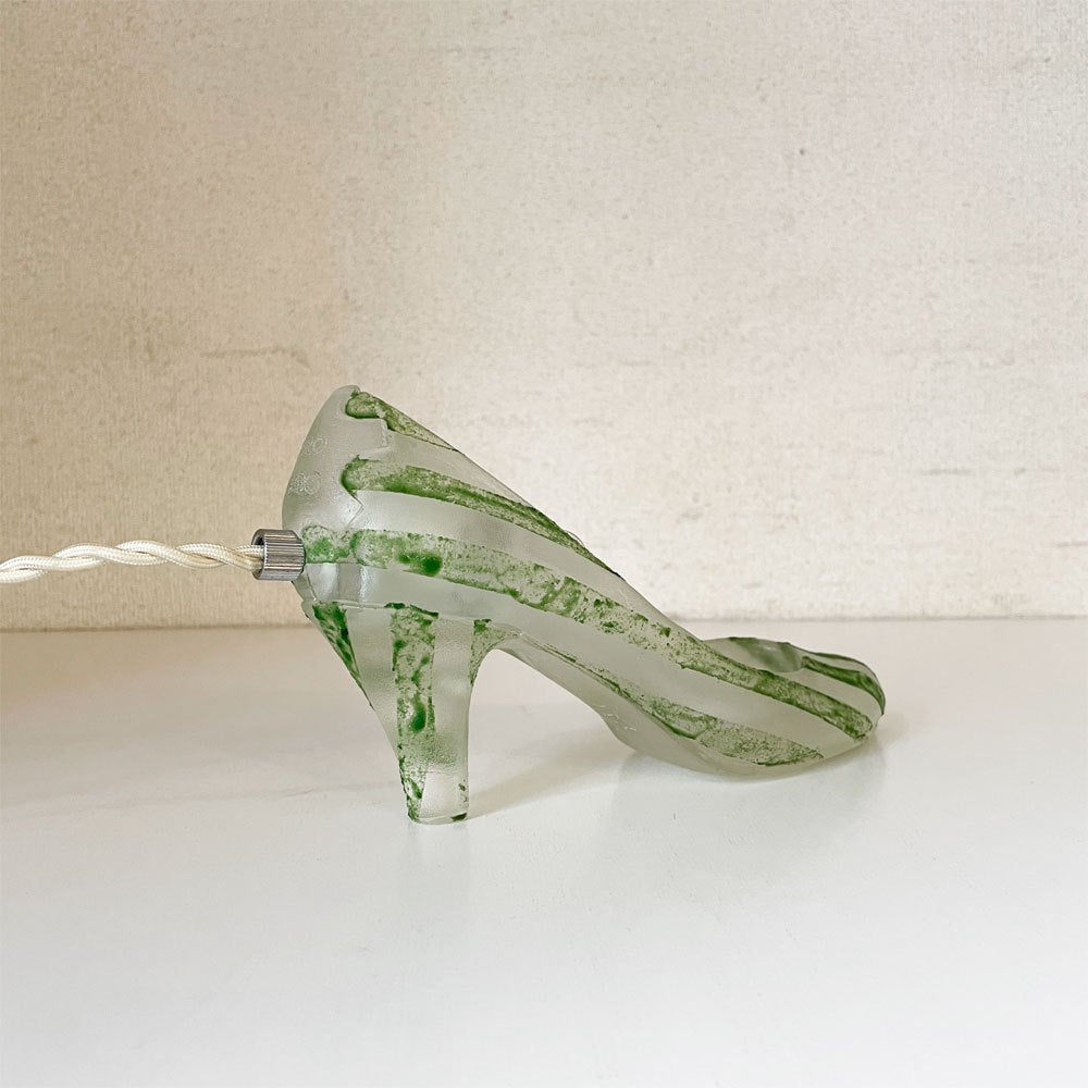マウントハリ Mt.hari シンデレラシューズランプ CINDERELLA SHOES LAMP スタンドタイプ ガラステーブルライト stripe green 定価￥132,000- ◎