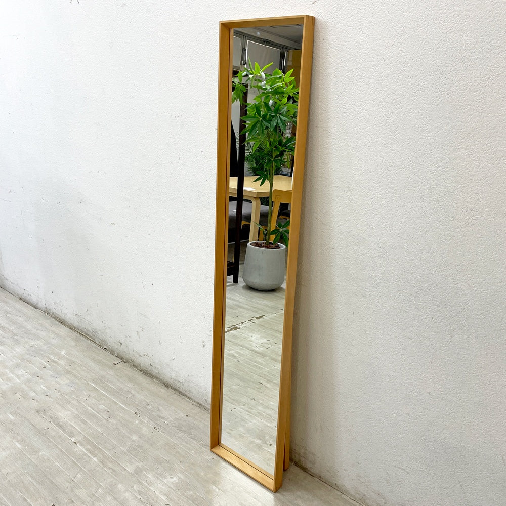 オークヴィレッジ Oak Village ブナ材 × ミズメザクラ材 国産無垢材 スタンドミラー 姿見 ナチュラル W31cm ●