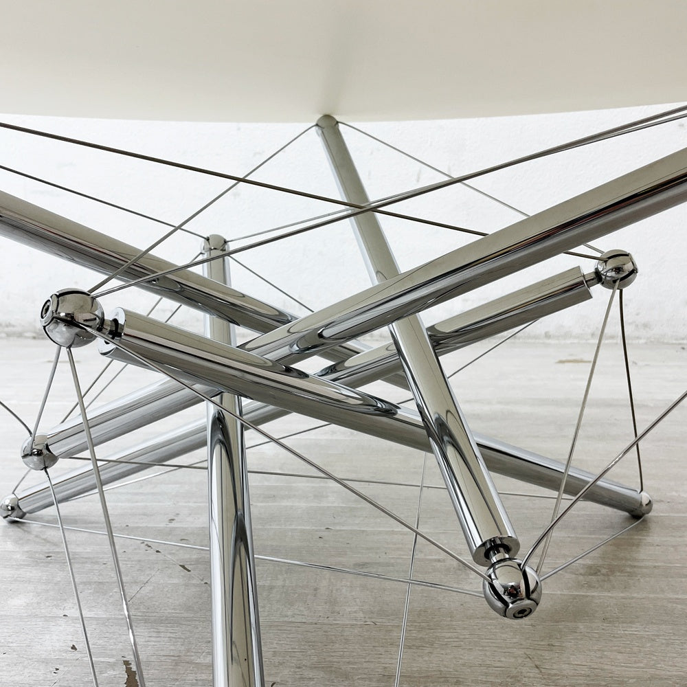 カッシーナイクスシー Cassina ixc. 713 Table ローテーブル センターテーブル クリア×ホワイトガラス ラウンド Φ89cm テオドール・ワッデル Theodore Waddell 廃番 ガラス交換品 ●