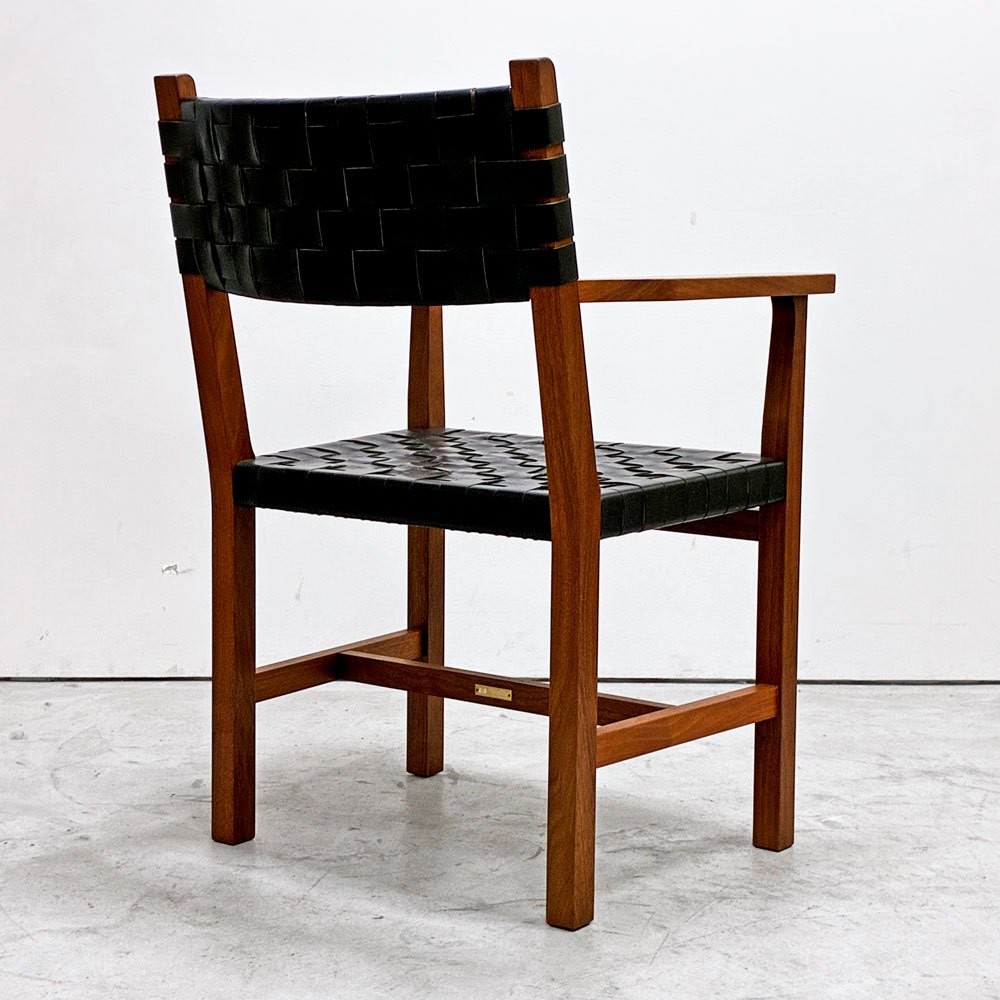北の住まい設計社 KITANOSUMAISEKKEISHA ラスティック チェア RUSTIC CHAIR アームチェア レザー 本革  ブラック カエデ x ナラ材 廃番 C ●