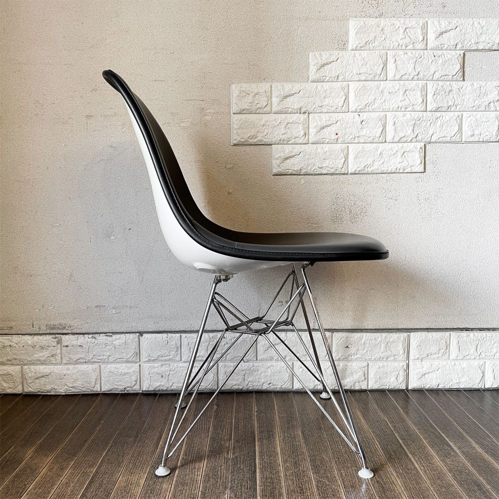 ハーマンミラー Herman Miller サイドシェルチェア モダンファニチャーセールス FRP製 ホワイトシェル ナウガレザー ダークグレー エッフェルベース C&R イームズ ◎