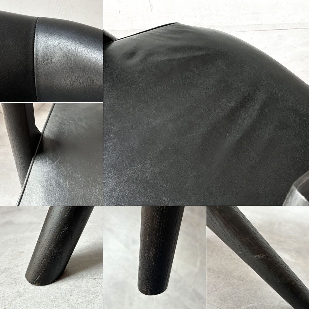 スクエアルーツ SQUARE ROOTS ランナチェア LANNA CHAIR ダイニングチェア アームチェア オーク材×牛革 レザー 美品 参考価格￥77,000- B ★