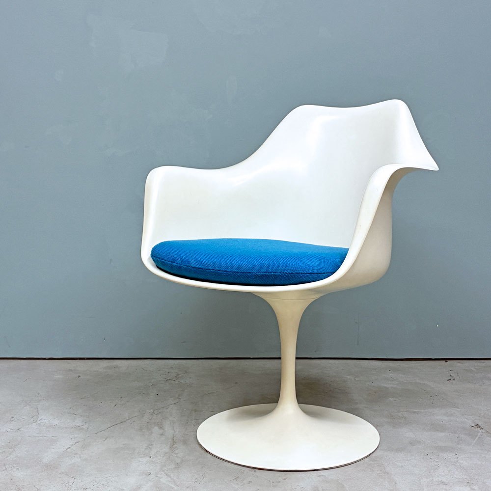 ノル ノール Knoll サーリネンコレクション チューリップチェア アームチェア ダイニングチェア ビンテージ ホワイト 座面クッション交換済み エーロ・サーリネン 参考定価￥520,300- ◎