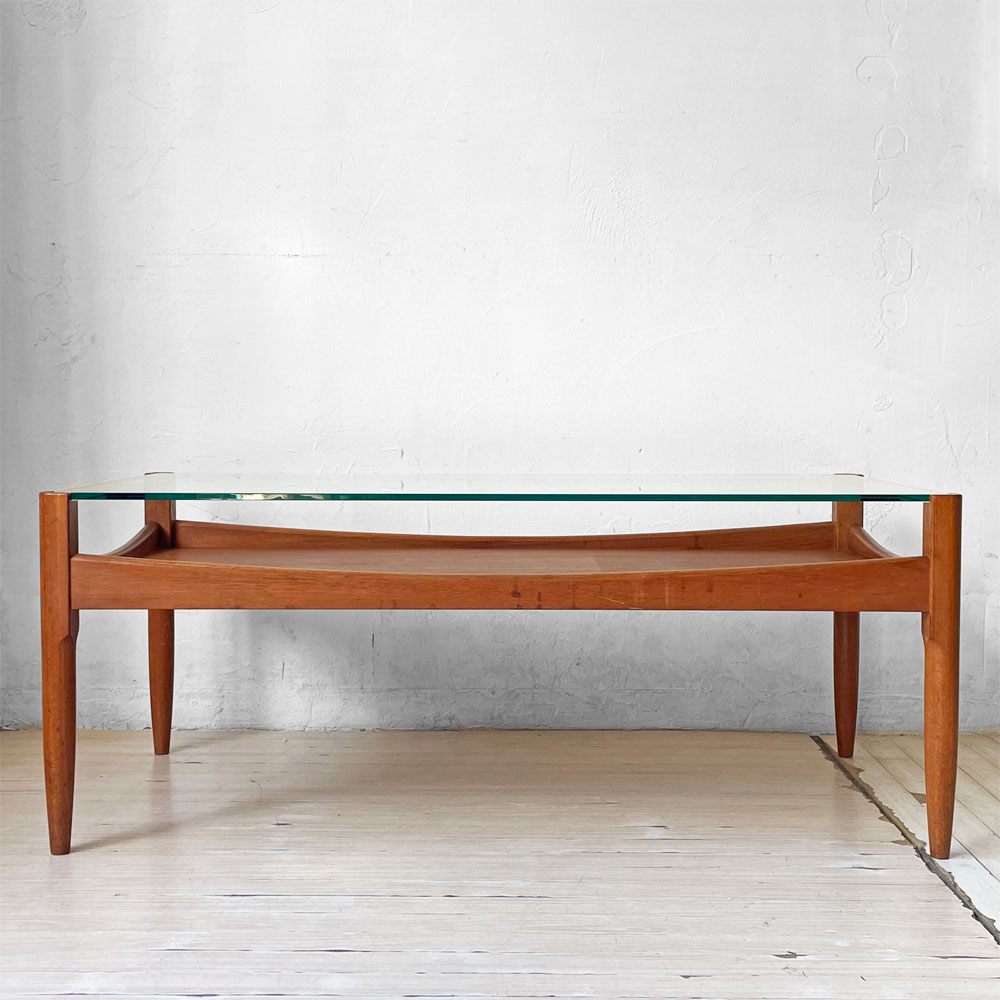 ハイク HIKE オリジナルファニチャー Original furniture ガラスソファテーブル Glass sofa tableチーク材 W100cm 北欧デザイン ★