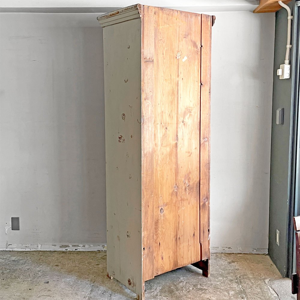 ヨーロッパビンテージ European Vintage ガラスキャビネット ディスプレイケース ホワイト ペインテッド シャビーシック 1ドロワー 店舗什器 ■