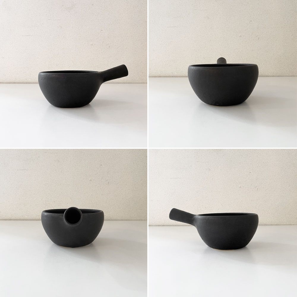 正島克哉 Katsuya Shoujima 片手土鍋 黒 小 全幅19.5cm 直火可 工房正島 現代作家 B ◎