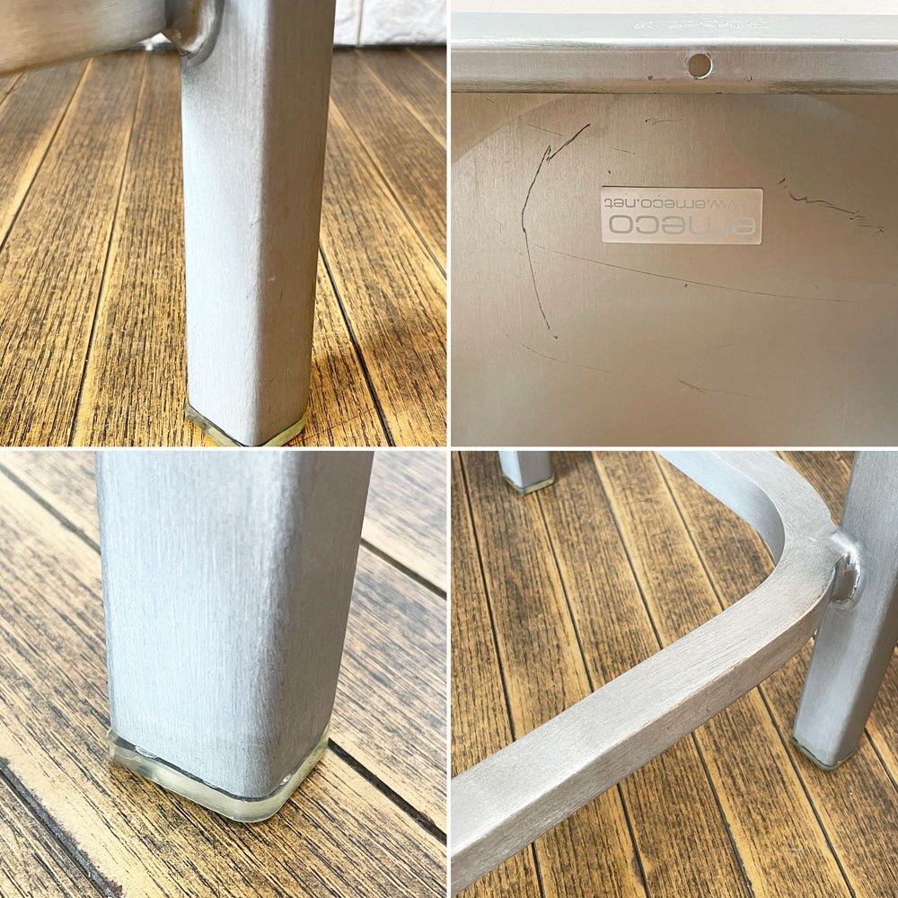エメコ EMECO カウンタースツール COUNTER STOOL H63cm シートクッション付き フィリップ・スタルク Philippe Starck  ブラッシュドアルミ インダストリアルデザイン ◎