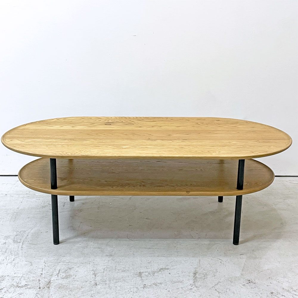 クラッシュゲート CRASH GATE イージーライフ Easy Life サーボ コーヒーテーブル オーバル SERVO COFFEE TABLE W105cm オーク材 ブラックスチール 関家具 展示品 ●