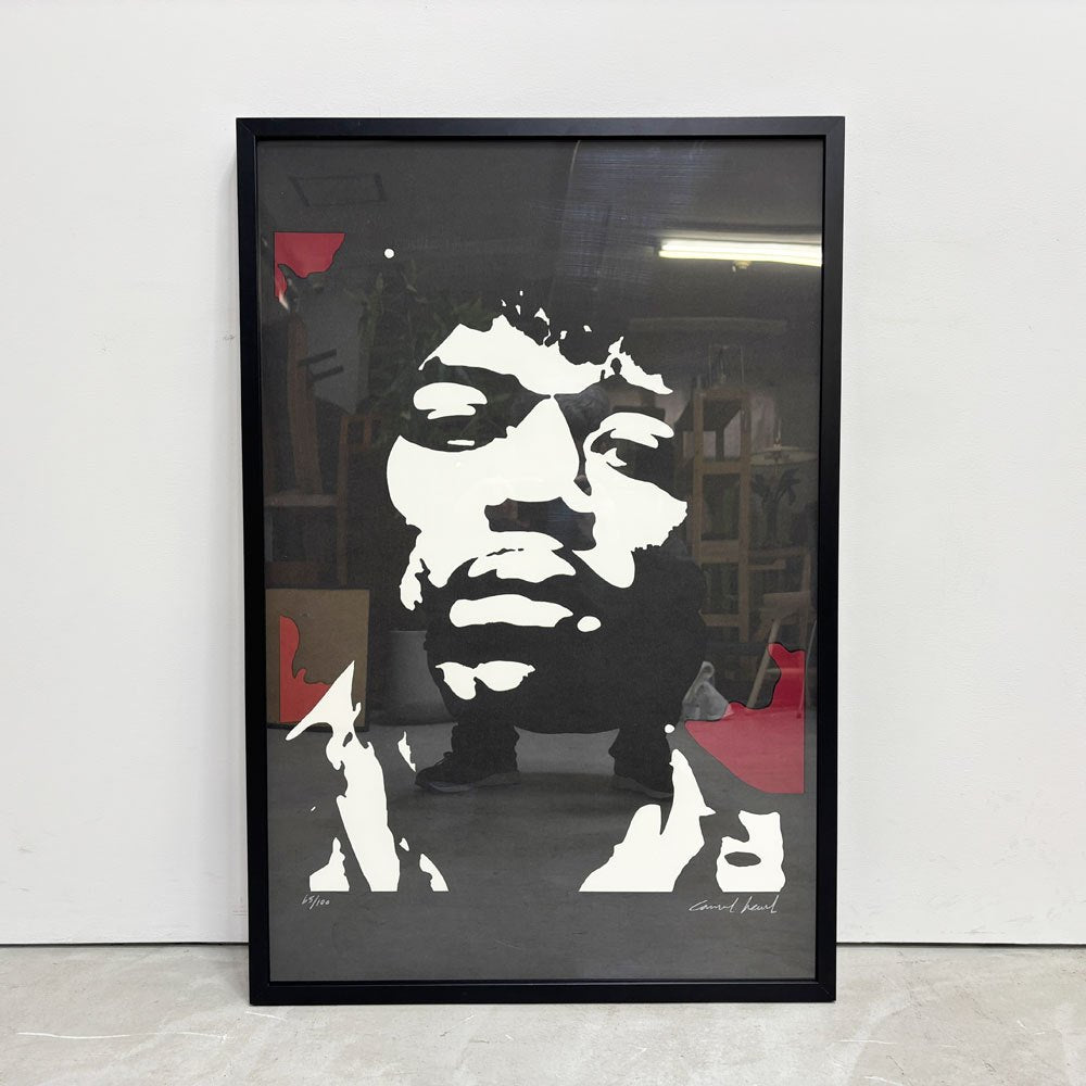 コンラッドリーチ CONRAD LEACH ジミ・ヘンドリックス Jimi Hendrix シルクスクリーン アートフレーム ポスター ポップアート 65/100 希少 56×69.5cm(スクリーンサイズ) 額装品 B ●