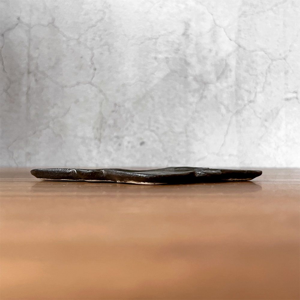 安福由美子 錆釉平皿 W13.5cm 現代作家 ♪