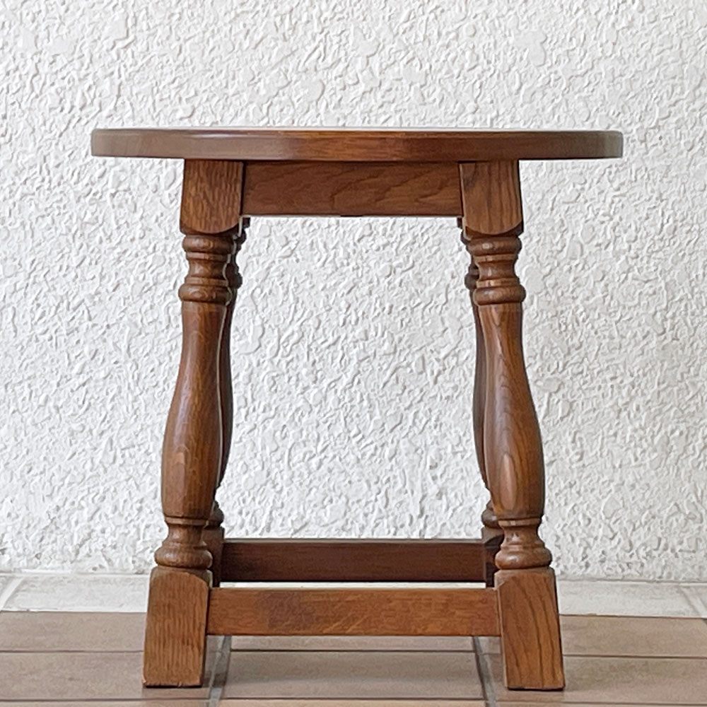 ビンテージ オーク無垢材 サイドテーブル クラシカルデザイン カントリースタイル ◇