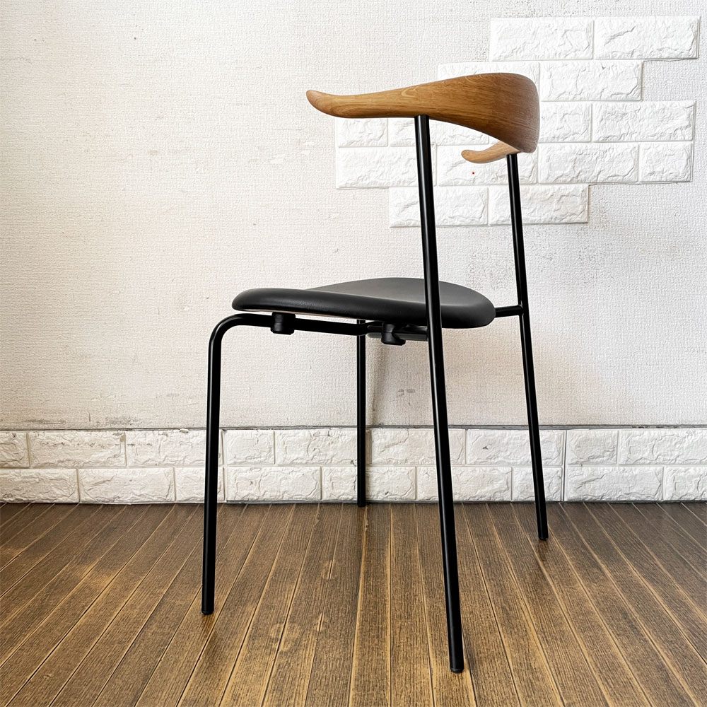 カールハンセン＆サン Carl Hansen & Son CH88P ダイニングチェア オーク材 本革 ブラックレザー スチール脚 ブラックレッグ ハンス・J・ウェグナー 北欧家具 ◎
