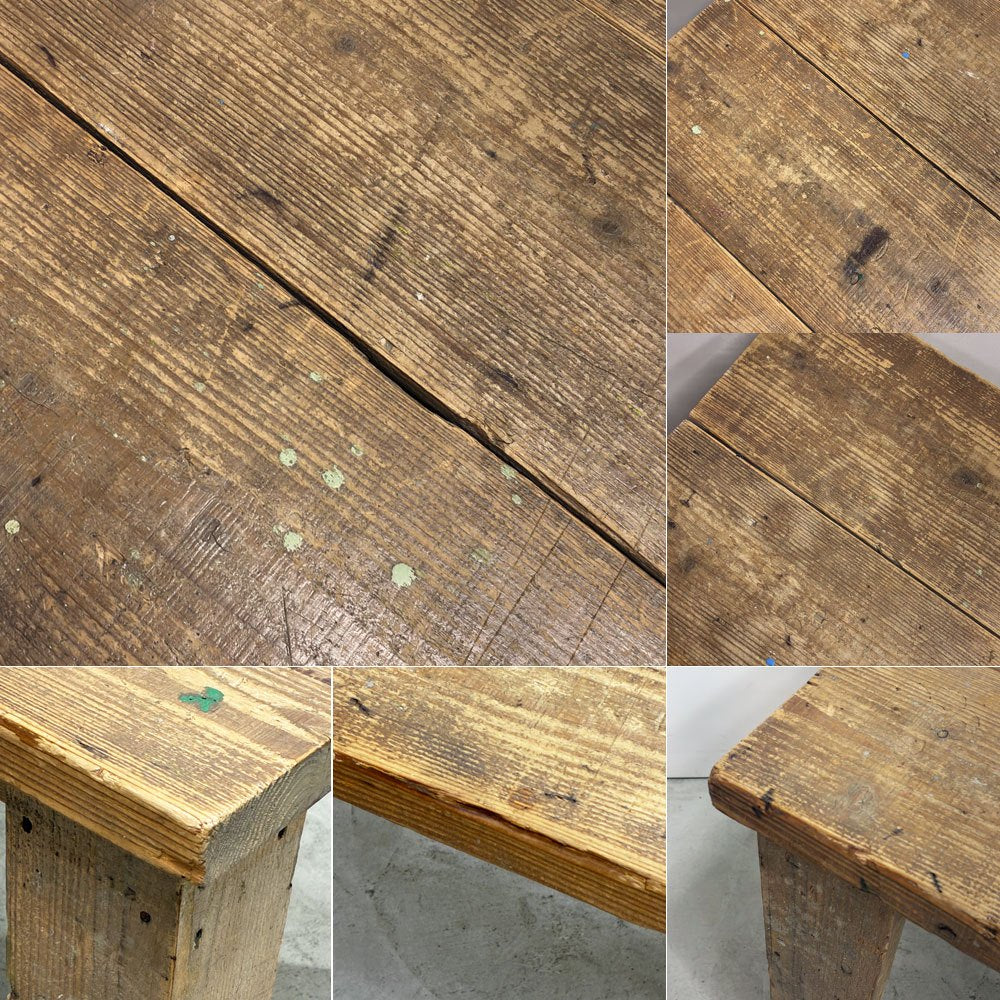 古材 ワークデスク ダイニングテーブル 作業台 W120cm 木味 店舗什器 ビンテージ ●