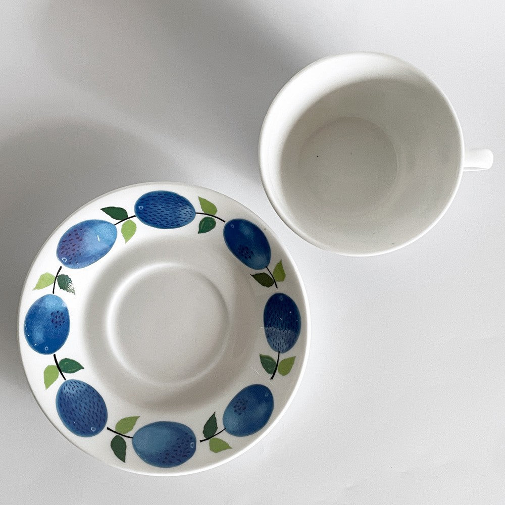 グスタフスベリ GUSTAVSBERG プルーヌス Prunus コーヒーカップ＆ソーサー Φ8cm スティグ・リンドベリ Stig Lindberg 北欧食器 ビンテージ ■