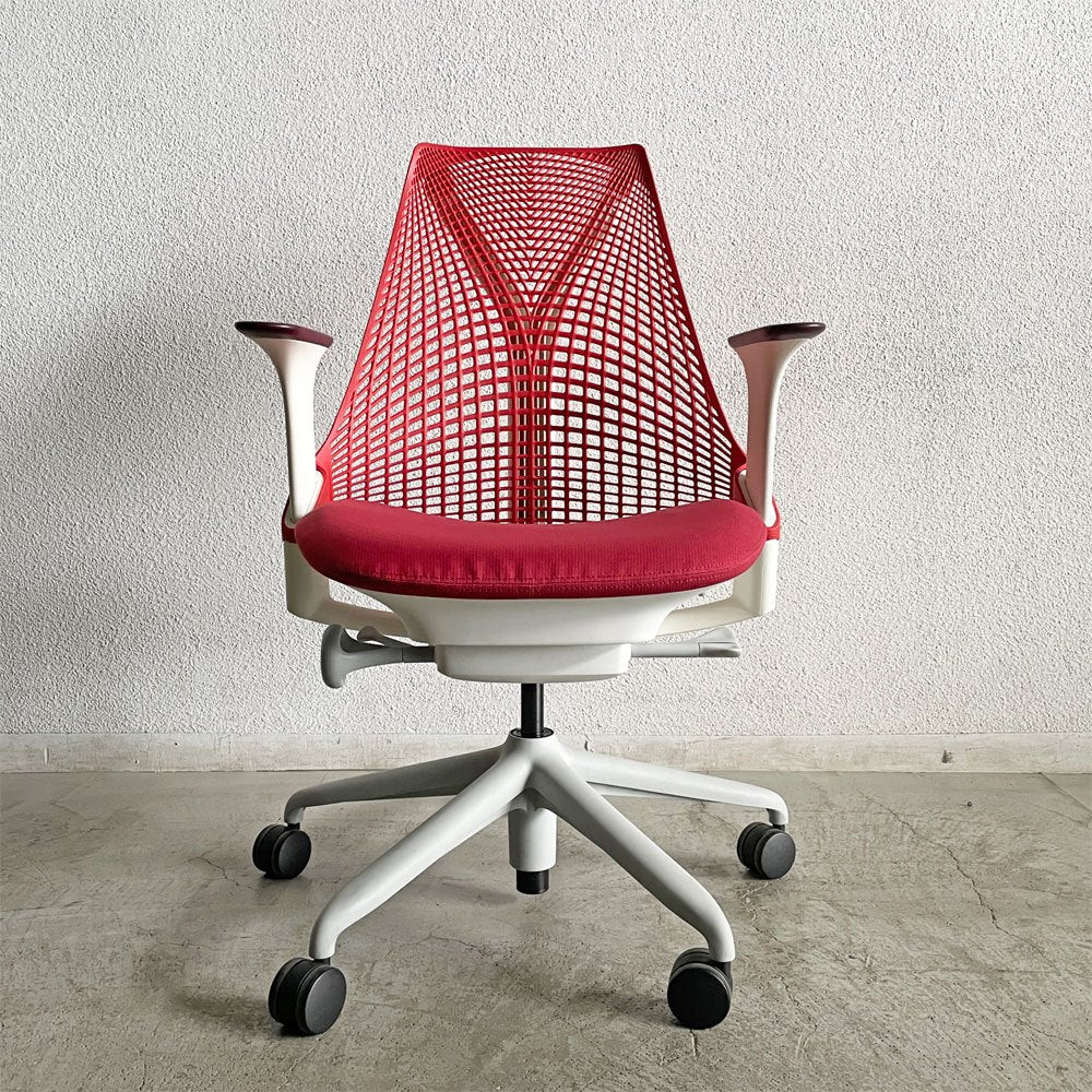 ハーマンミラー Herman Miller セイルチェア SAYL CHAIR デスクチェア オフィスチェア レッド ミドルバック イヴ・ベアール 2013年製 旧モデル 〓