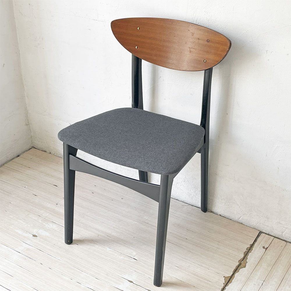 ネイサンファニチャー NATHAN Furniture チークプライウッド ブラックフレーム ダイニングチェア UKビンテージ 北欧スタイル A ★