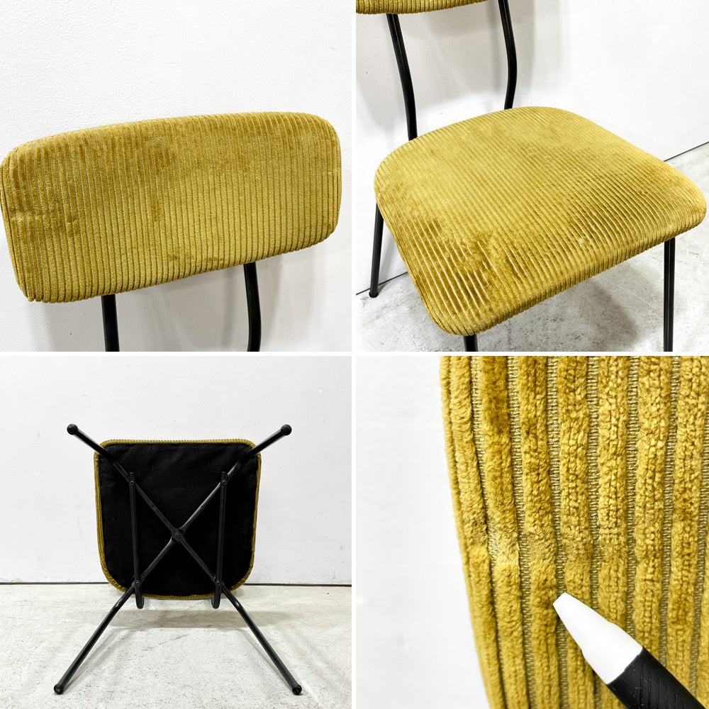 ジャーナルスタンダードファニチャー journal standard Furniture j.s.F ヘンリー HENRY ダイニングチェア サイドチェア コーデュロイ ファブリック アイアン 廃番 A ●