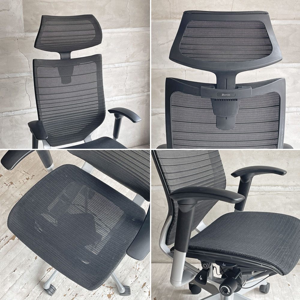 オカムラ okamura バロンチェア Baron Chair デスクチェア エクストラハイバック グラデーションサポートメッシュ 可動ヘッドレスト アジャストアーム ♪