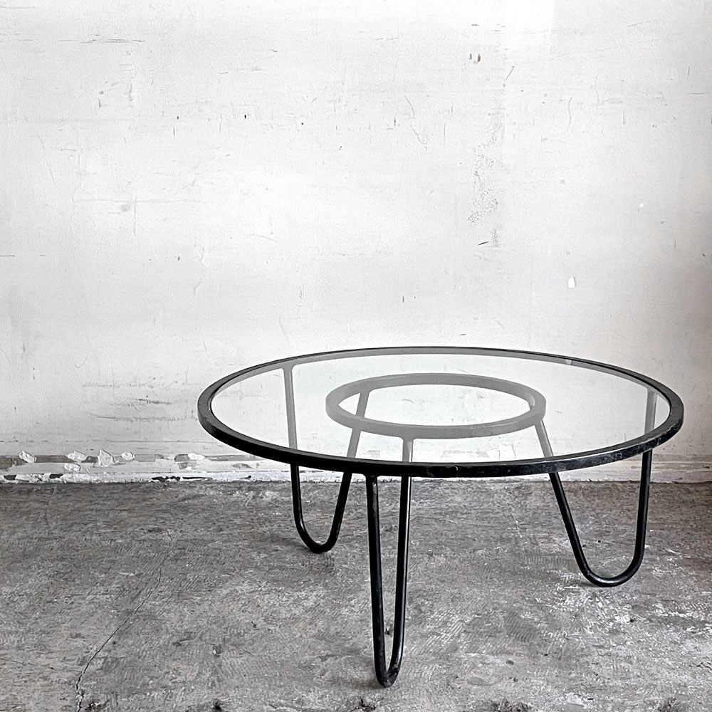 アトリエマテゴ Atelier Mategot ベルビュー コーヒーテーブル Bellevue coffee table ローテーブル ガラス天板 Φ70.5cm マシュー・マテゴ フランスビンテージ ミッドセンチュリー ■