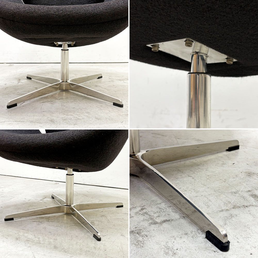 スワンチェア SWAN CHAIR ラウンジチェア アルネ・ヤコブセン Arne Jacobsen ブラック系 ファブリック スウィベル式 リプロダクト デンマークデザイン ●