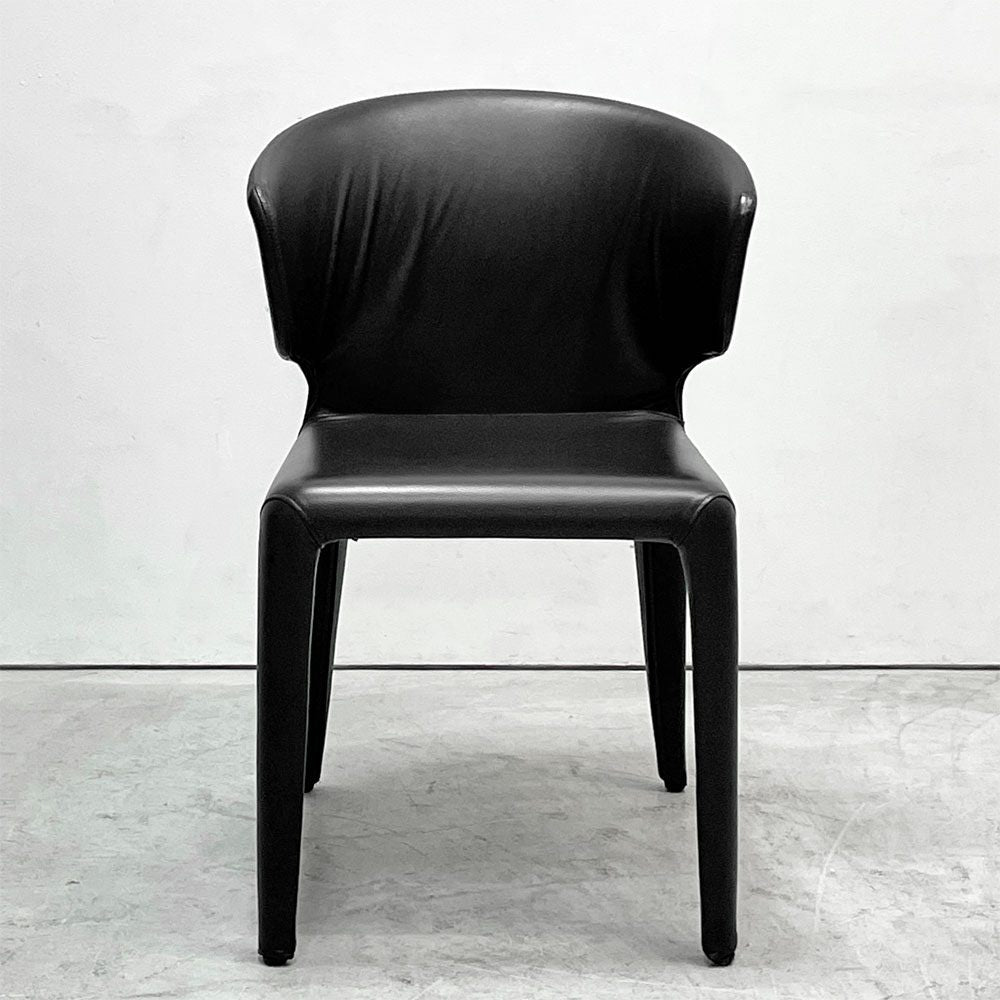 カッシーナ Cassina オラ 369 HOLA アームレスチェア ダイニングチェア 本革 ブラックレザー ハンス・ウェッツスタイン イタリア 定価￥418,000- C ●