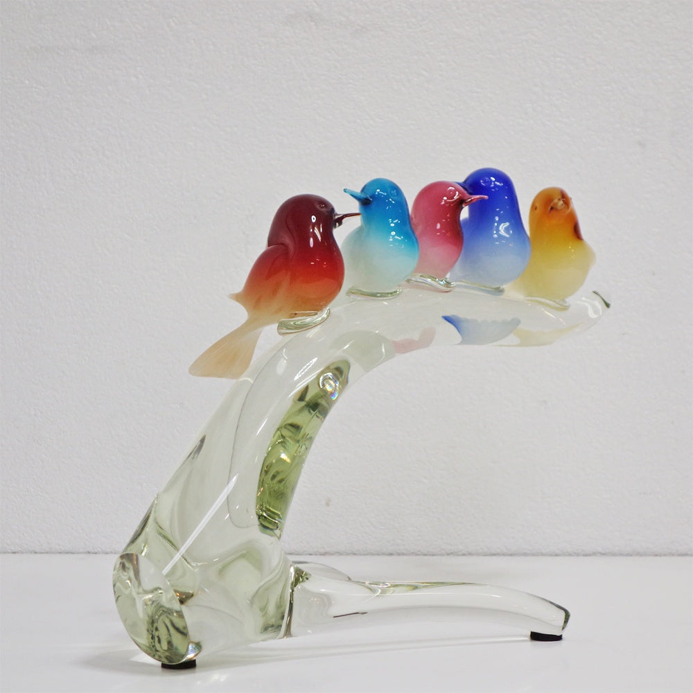 ムラーノガラス Murano 木にとまる鳥 オブジェ 置物 マエストロ ソリッドワーク ホットワーク ガラス工芸 ベネチアングラス イタリア ●