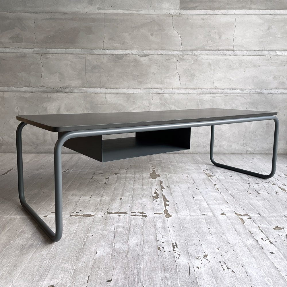 無印良品 MUJI × トーネット THONET スチールパイプ ローテーブル Lサイズ ラック付き ダークグレー ドイツ バウハウス 廃番希少 ♪