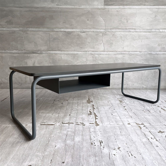 無印良品 MUJI × トーネット THONET スチールパイプ ローテーブル Lサイズ ラック付き ダークグレー ドイツ バウハウス 廃番希少 ♪