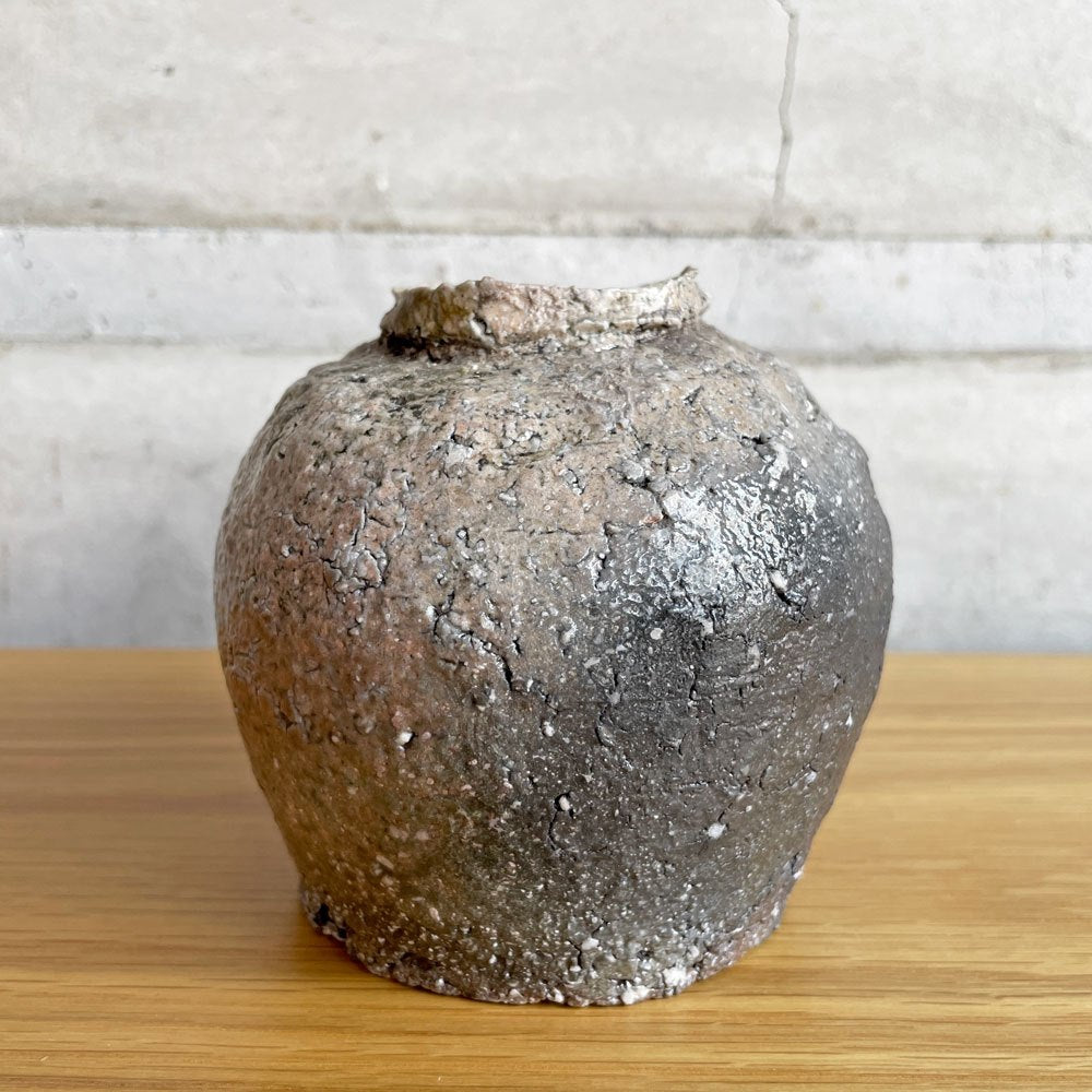 大平新五 花器 フラワーベース 陶器 H10cm 信楽焼 陶芸家 現代作家 ♪