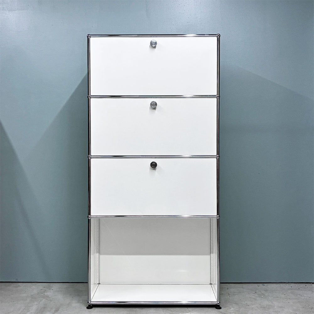 ユーエスエムハラー USMハラー USM Haller キャビネット シェルフ 1列4段 オープン ドロップダウンドア ピュアホワイト スイス モダン ◎