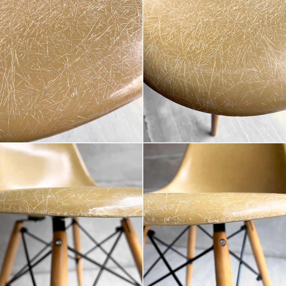 ハーマンミラー Herman Miller サイドシェルチェア セカンド 2ndビンテージ FRP オークルライト バタースコッチ ドゥエルベース イームズ ミッドセンチュリー ♪