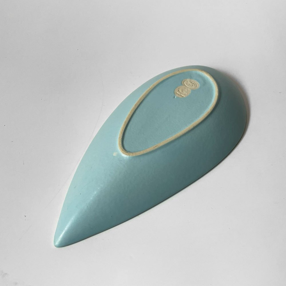 グスタフスベリ GUSTAVSBERG レプティル Reptil リーフ型 プレート スティグ・リンドベリ Stig Lindberg 北欧 ビンテージ ライトブルー ★