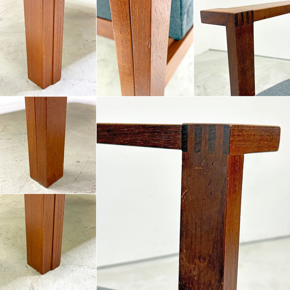 フランス＆サン France & Søn モジュラインソファ Moduline Sofa ラウンジチェア 1Pソファ チーク材 グレーファブリック デンマークビンテージ ●