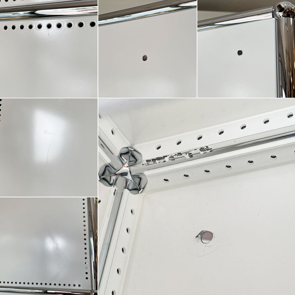 ユーエスエムハラー USMハラー USM Haller モジュラーファニチャー キャビネット シェルフ 1列5段 マガジンラック×4 ドロップダウンドア×1 脚付 ピュアホワイト 廃番仕様 ◎