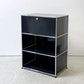 ユーエスエムハラー USMハラー USM Haller モジュラーファニチャー キャビネット シェルフ 1列3段 ドロップダウンドア×1 グラファイトブラック 鍵付き スイス モダン ●