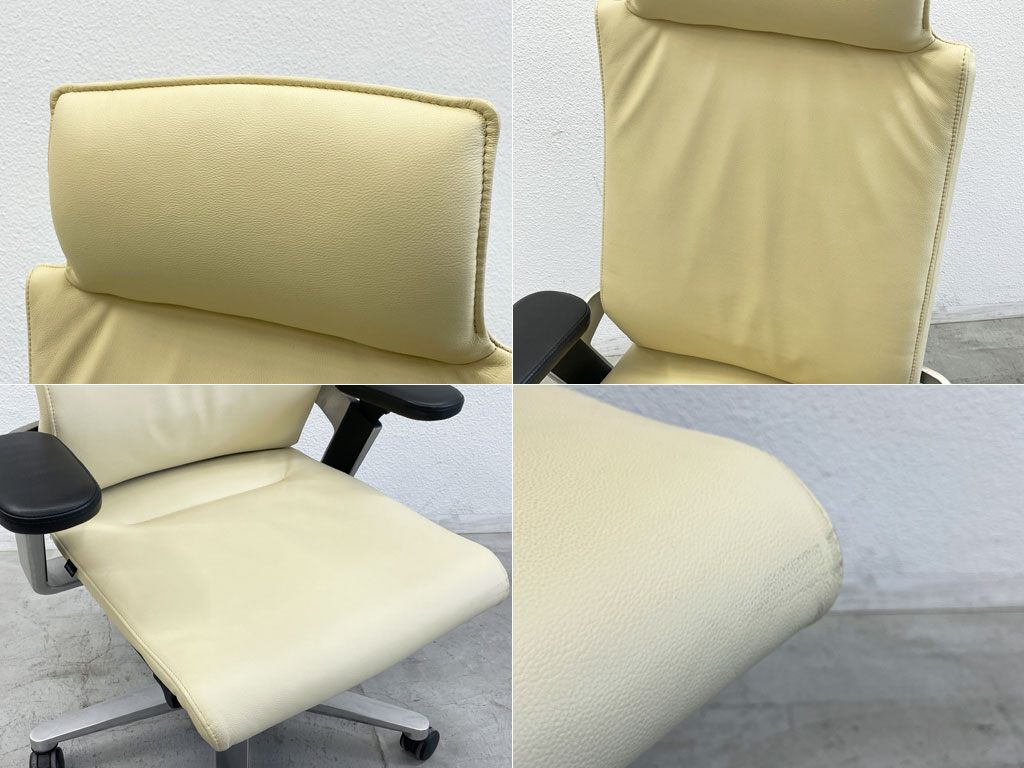 ウィルクハーン Wilkhahn オン チェア ON Chair ハイバック アームチェア 総本革 ヘッドレスト付 オフィスチェア グッドデザイン賞 C  〓