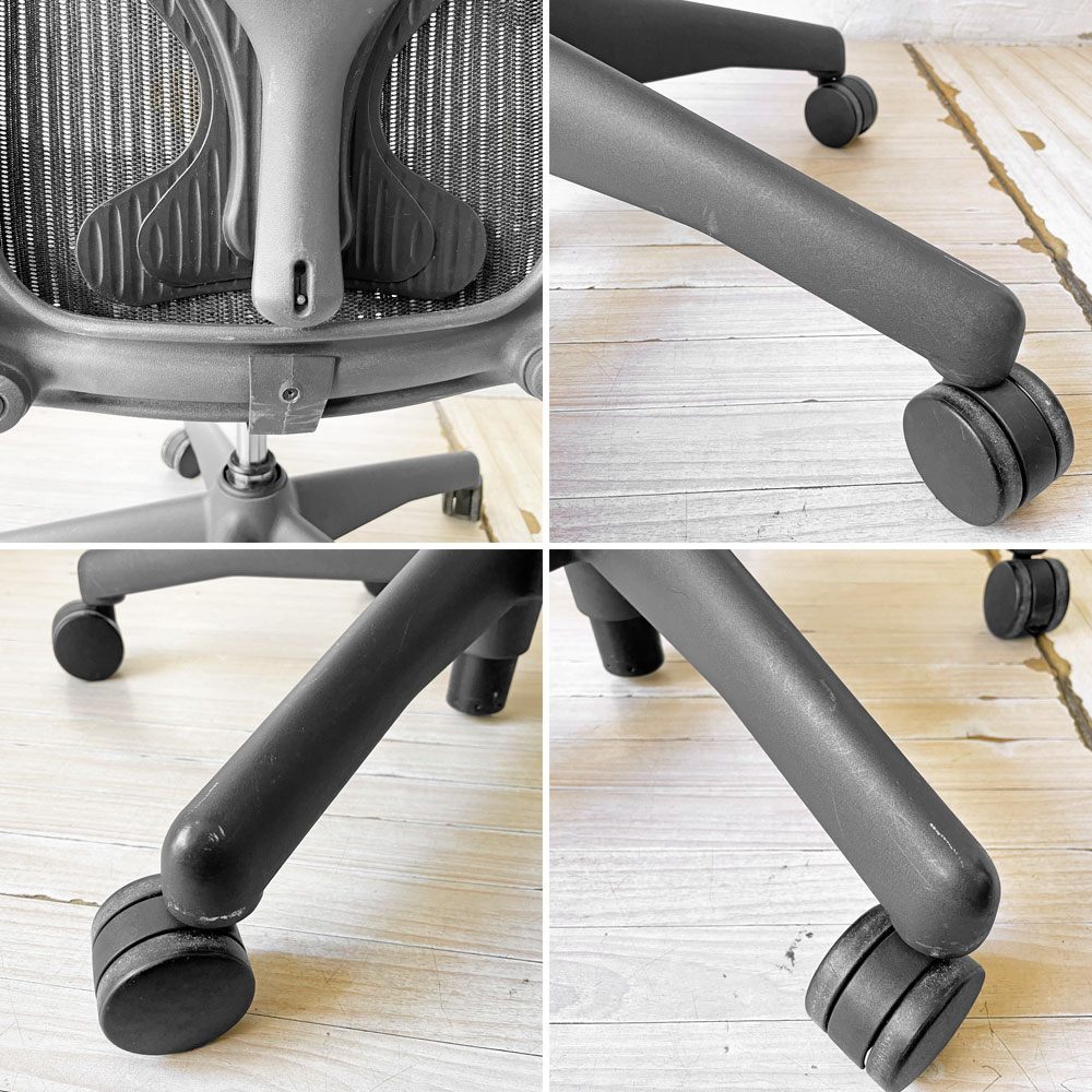 ハーマンミラー HermanMiller アーロンチェア ライト Bサイズ ポスチャーフィット グラファイトベース アーム固定 デスクチェア オフィスチェア ★